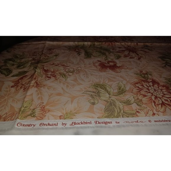 Fabric Remnant Country Orchard by Blackbird Designs 17" x 60" Peach Floral - Picture 2 of 4